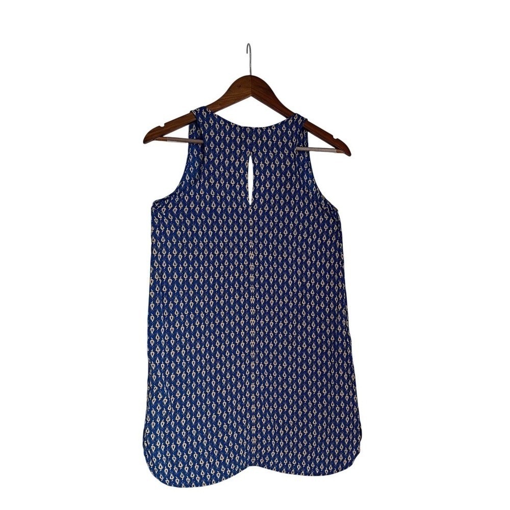Maeve Anthropologie Blue Ikat Print Sleeveless Button Front Blouse S Boho $78
